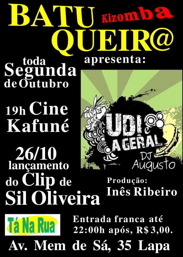 Cineclubismo e Kizomba Batuqueir@ no Tá Na Rua - Lapa - RJ - Brasil.
